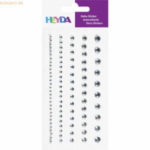 6 x Heyda Strass-Sticker Acryl Größe 2-6mm VE=95 Stück kristall
