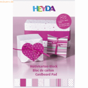 5 x Heyda Motivkarton-Block A4 100/220g/qm 20 Blatt pink