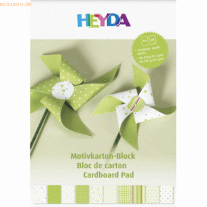 5 x Heyda Motivkarton-Block A4 100/220g/qm 20 Blatt grün