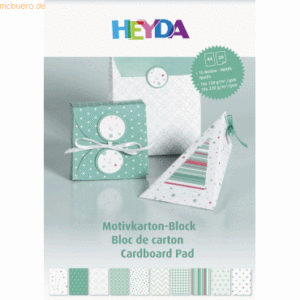 5 x Heyda Motivkarton-Block A4 100/220g/qm 20 Blatt mint