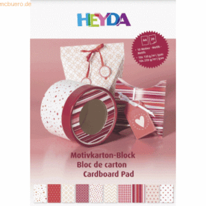 5 x Heyda Motivkarton-Block A4 100/220g/qm 20 Blatt rot