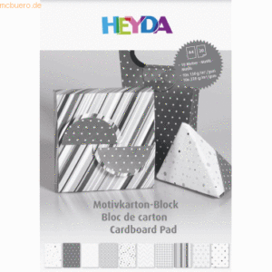 5 x Heyda Motivkarton-Block A4 100/220g/qm 20 Blatt anthrazit