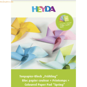 10 x Heyda Tonpapier-Block A4 130g/qm 10 Blatt Frühling