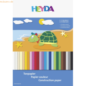 5 x Heyda Tonpapier-Superblock 24x34cm 25 Farben sortiert