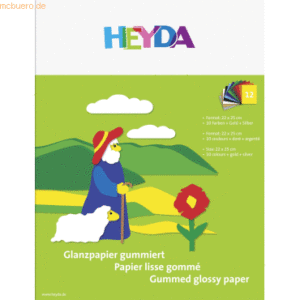 25 x Heyda Glanzpapier 22x25cm 80g/qm 12 Blatt farbig sortiert