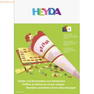 10 x Heyda Fotokarton-Bastelmappe Zahlen / Buchstaben 300 g/qm 23x33cm