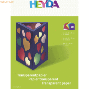 10 x Heyda Bastelmappe Transparentpapier 20x30cm 42g/qm VE=10 Blatt fa