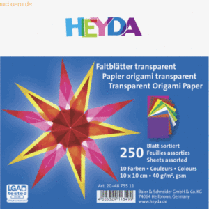 5 x Heyda Faltblatt Papier 10x10cm transparent VE=250 Blatt
