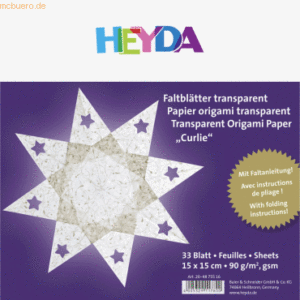 5 x Heyda Faltblatt Papier 15x15cm gold transparent VE=250 Blatt