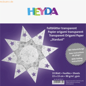 5 x Heyda Faltblatt Papier 15x15cm silber transparent VE=33 Blatt