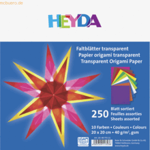 5 x Heyda Faltblatt Papier 20x20cm transparent VE=33 Blatt