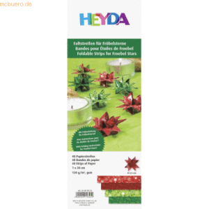 5 x Heyda Faltstreifen Fröbelsterne 1x45cm rot/grün VE=48 Streifen