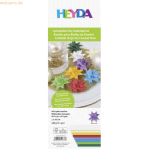 5 x Heyda Faltblatt Papier 1x30cm 8 Farben sortiert 96 Streifen