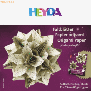 5 x Heyda Falblätter Papier 15x15cm perlweiß VE=64 Blatt