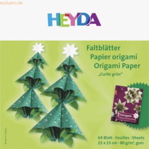 5 x Heyda Falblätter Papier 15x15cm grün VE=64 Blatt