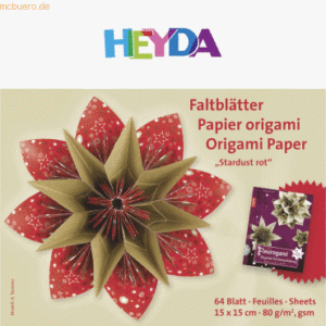 5 x Heyda Falblätter Papier 15x15cm rot VE=64 Blatt