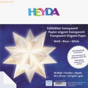 5 x Heyda Falblätter Papier 20x20cm weiß transparent VE=30 Blatt