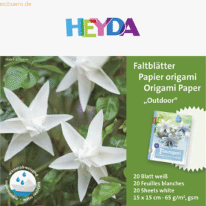 5 x Heyda Faltblätter Outdoor Papier 15x15cm weiß VE=20 Blatt