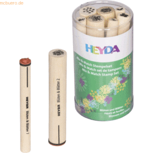 5 x Heyda Stempelset Mix & Match Holz/Katschuk Blüten Blätter 8