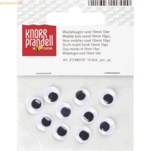 10 x Knorr prandell Wackelaugen 10mm schwarz/weiß VE=10 Stück