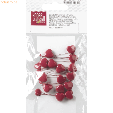 6 x Knorr prandell Dekodraht mit Herzen VE=6 Stück rot