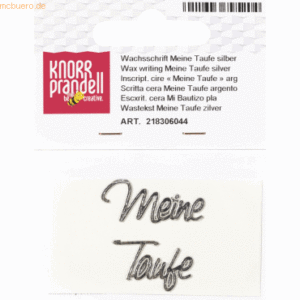 6 x Knorr prandell Wachsschrift 'Meine Taufe' 10 cm silber