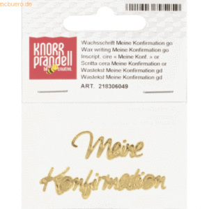6 x Knorr prandell Wachsschrift 'Meine Konfirmation' 10 cm gold