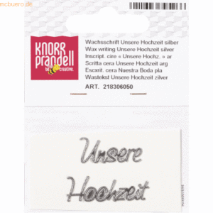6 x Knorr prandell Wachsschrift 'Unsere Hochzeit' 10 cm silber