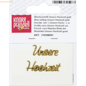 6 x Knorr prandell Wachsschrift 'Unsere Hochzeit' 10 cm gold