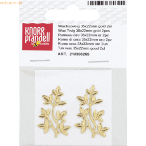 6 x Knorr prandell Wachs-Zweig 35x22mm gold VE=2 Stück