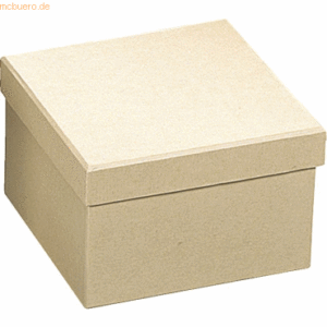 5 x Knorr prandell Pappbox mit Deckel quadratisch 15x15x10cm natur