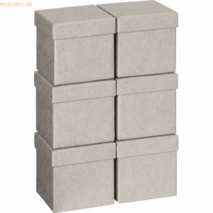 6 x Stewo Geschenkbox 10x10x10cm Cube One Colour grau hell