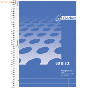 30 x Glocken Spiralblock A4 60g/qm 80 Blatt 4-fach gelocht liniert