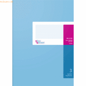 K+E Spaltenbuch A4 mit Kopfleiste 3 Spalten 40 Blatt hellblau