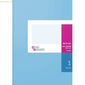 K+E Spaltenbuch mit Kopfleiste A5 1 Spalte 40 Blatt Karton hellblau