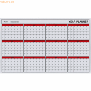 Bi-Office Glasboard 'Year Planner' mit 12 Monaten 78x48cm