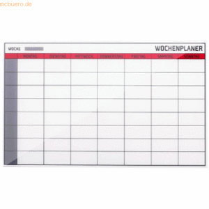 Bi-Office Glasboard Wochenplaner 7 Tage 78x48cm