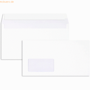 Blanke Briefumschläge 125x235mm 80g/qm haftklebend Fenster VE=1000 Stü