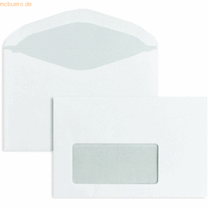 Blanke Briefumschläge C6 75g/qm gummiert Fenster VE=1000 Stück weiß
