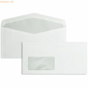 Blanke Kuvertierhüllen DINlang 75g/qm gummiert Fenster VE=1000 Stück w