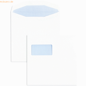 Blanke Briefumschläge 220x220mm 100g/qm selbstklebend Fenster VE=250 S