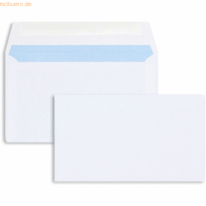 Blanke Briefumschläge 89x152mm 80g/qm gummiert VE=1000 Stück weiß