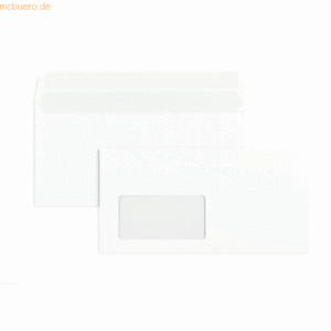 Blanke Briefumschläge DINlang 80g/qm haftklebend Fenster VE=1000 Stück