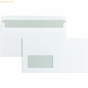 Blanke Briefumschläge 125x235mm 80g/qm selbstklebend Fenster VE=1000 S