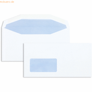 Blanke Kuvertierhüllen DIN C6/5 90g/qm gummiert Sonderfenster VE=1000