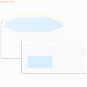 Blanke Kuvertierhüllen 121x235mm 90g/qm gummiert Sonderfenster VE=1000