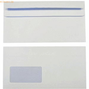 Blanke Briefumschläge 121x235mm 90g/qm selbstklebend Sonderfenster VE=