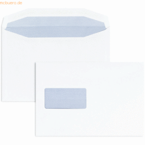 Blanke Briefumschläge C5 90g/qm gummiert Sonderfenster VE=500 Stück we