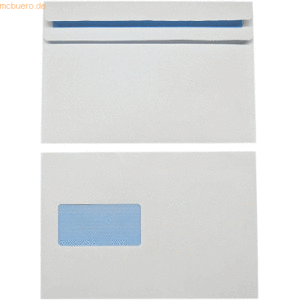 Blanke Briefumschläge 162x238mm 90g/qm selbstklebend Fenster VE=500 St