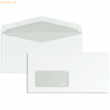 Blanke Kuvertierhüllen DINlang 80g/qm gummiert Fenster VE=1000 Stück w